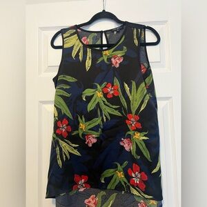 Mario Serrani Black Floral Sleeveless Blouse size S